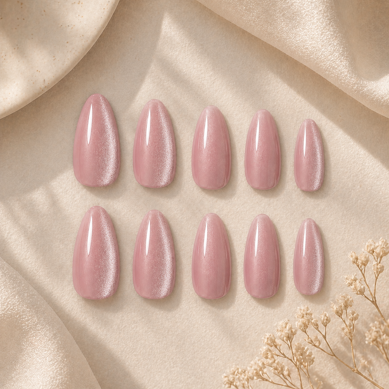 Blush Glow Cat Eye Press-On Nails