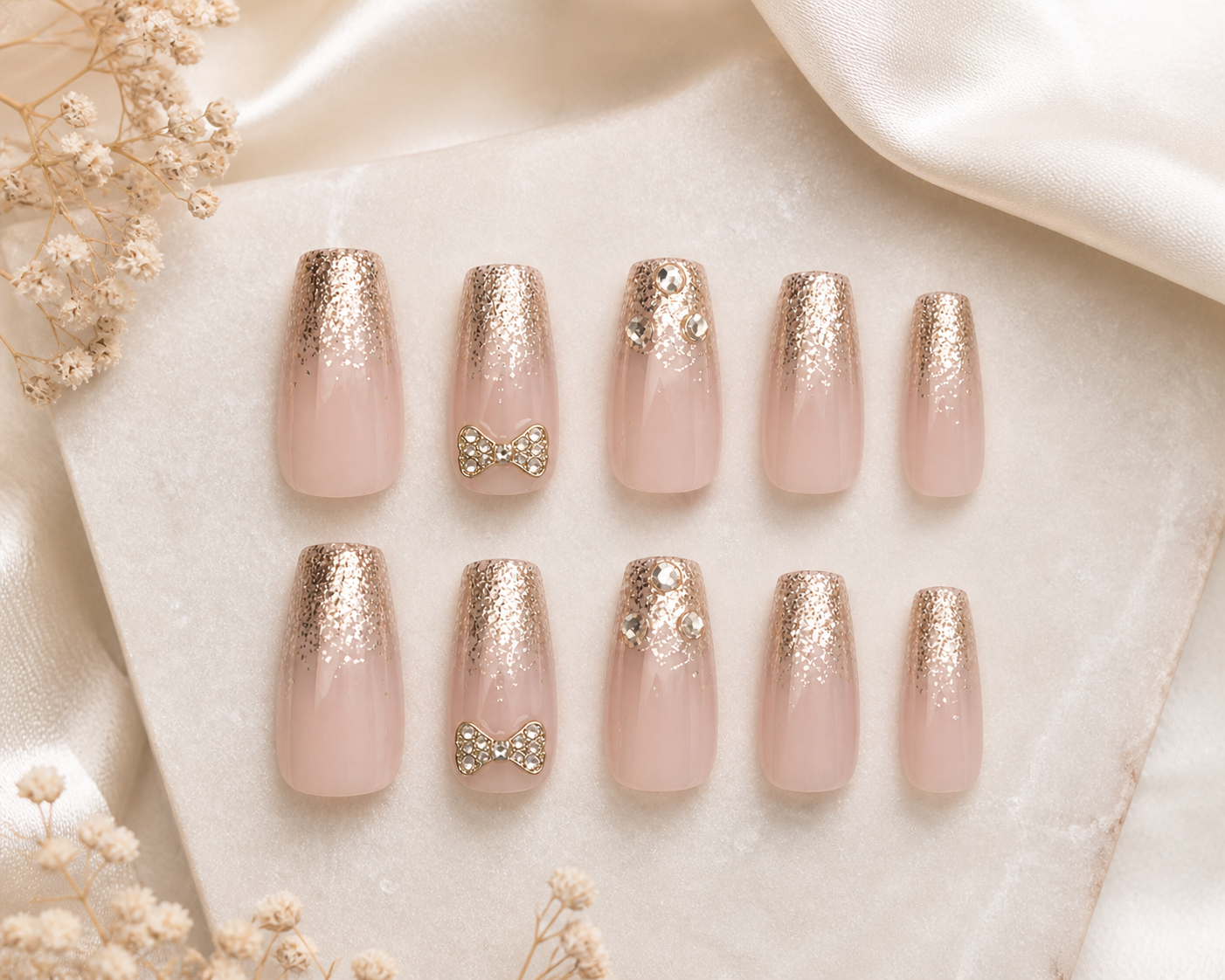 Champagne Glitter Luxe Press-On Nails