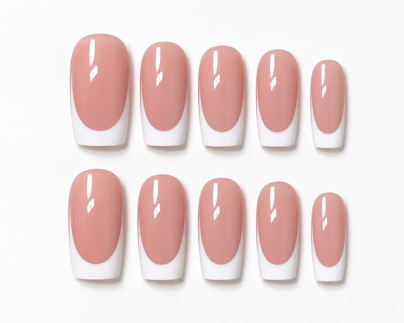 Luxury French Tip Press-On Nails – Glossy Nude Pink | Salon Finish | Square Shape