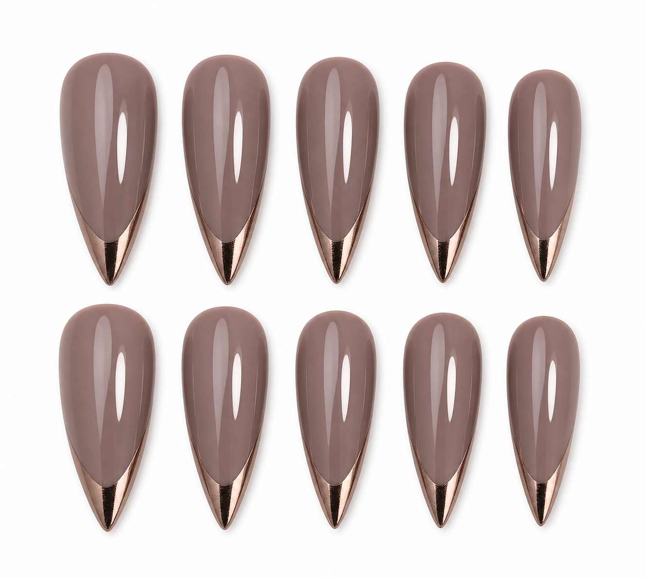 Elegant Mauve Chrome Stiletto Nails