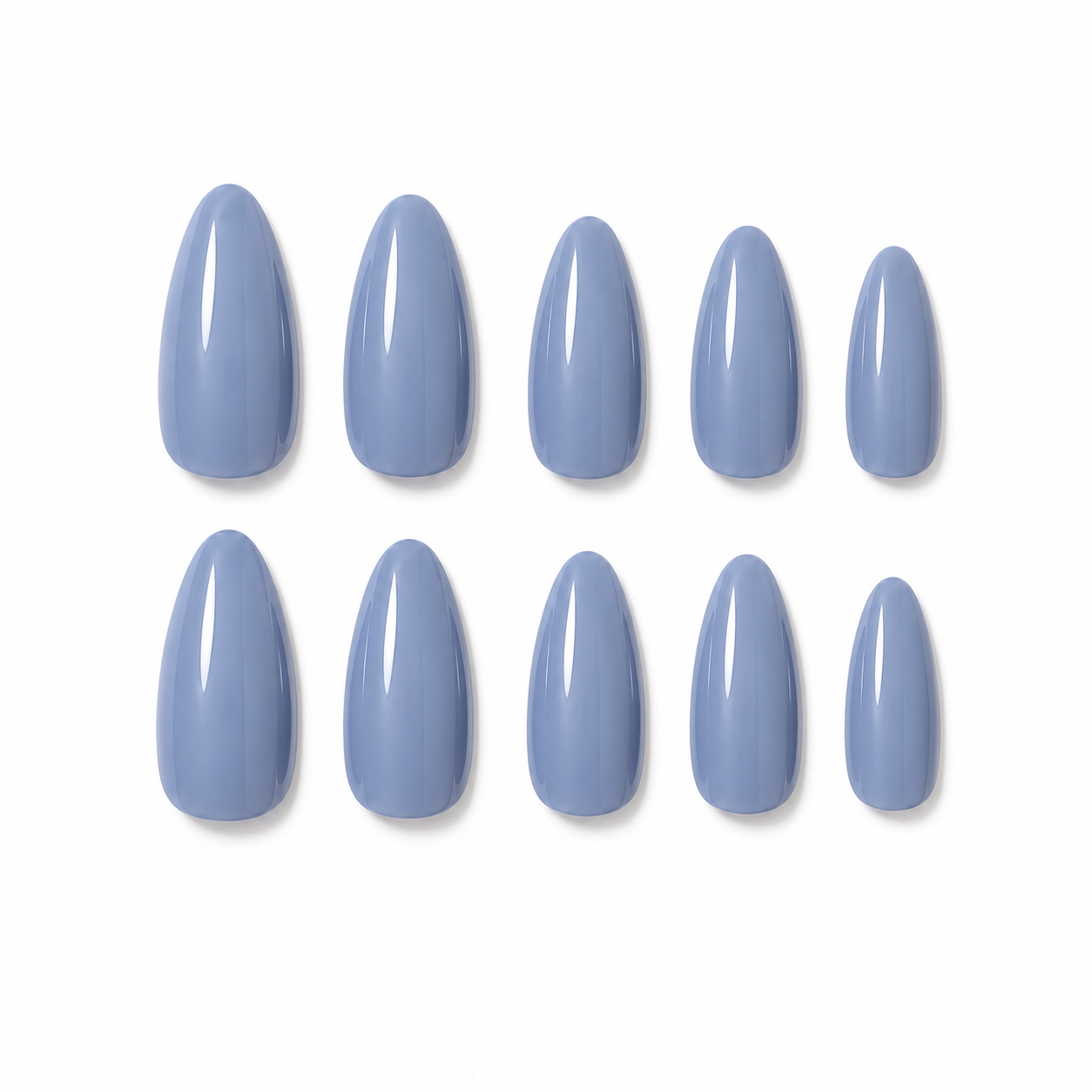 Pastel Blue Press On Nails Almond Shape | Glossy Reusable Fake Nails | Soft Aesthetic Nail Set
