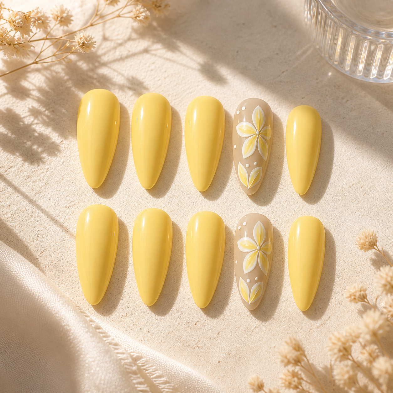 Butter Yellow Bloom Press-On Nails